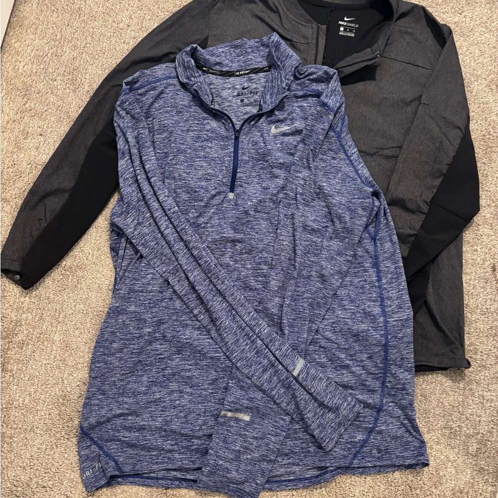 Nike Heather Blue and Charcoal Black Tops